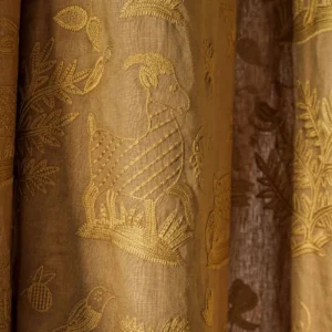 brown botanical curtain with