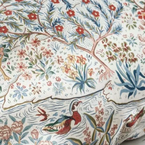 blue botanical cushion with