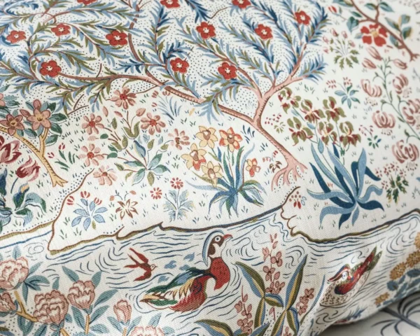 blue botanical cushion with
