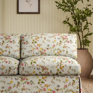 black-grey botanical sofa with plants