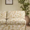yellow botanical sofa with plants