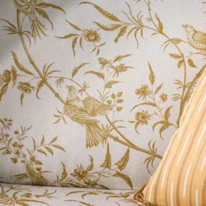 yellow botanical bed with