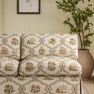 blue animal sofa with plants