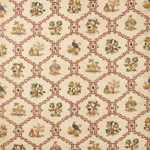 red animal printed fabric from Sanderson