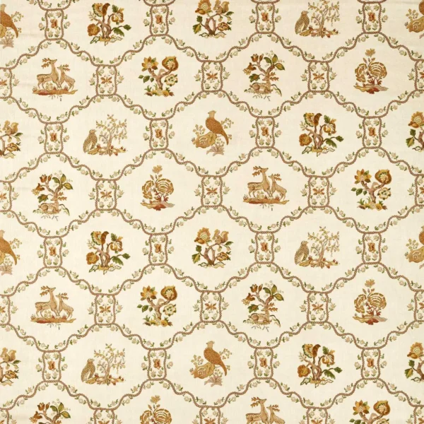 Partridge Pear Fabric - Walnut / Harvest by brown animal printed fabric from Sanderson