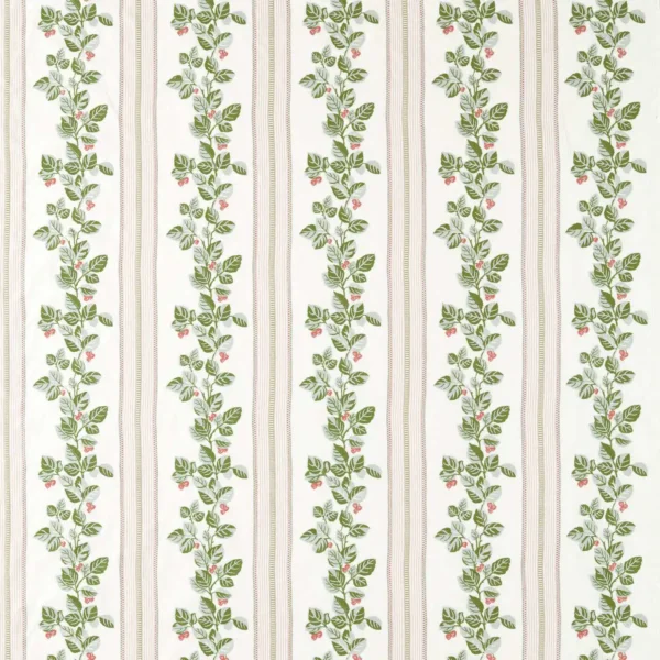 Cobnut Stripe Fabric - Leaf Green / Berry by green striped embroideried fabric from Sanderson