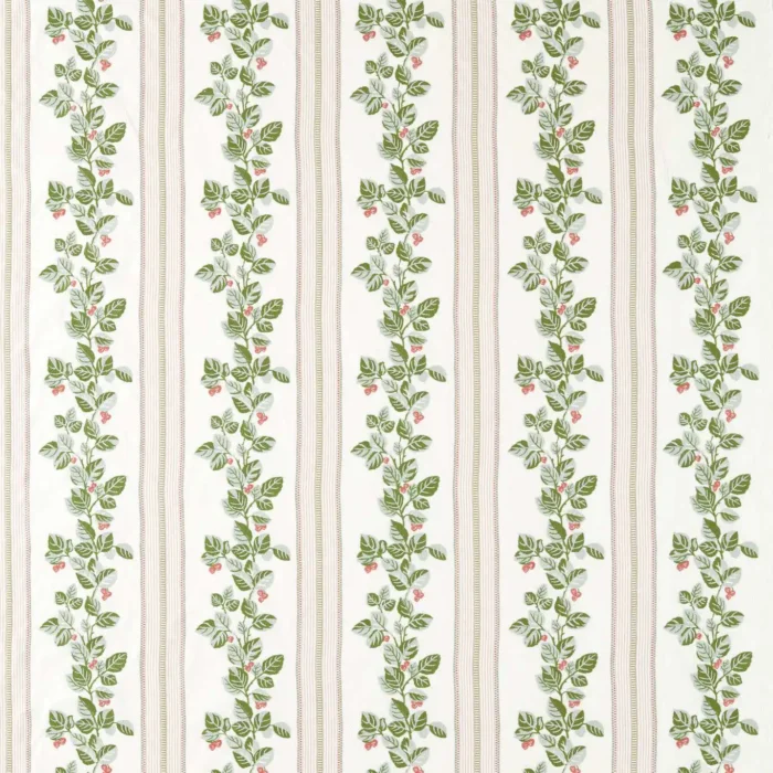 Cobnut Stripe Fabric - Leaf  Green / Berry – Leaf Green / Berry swatch