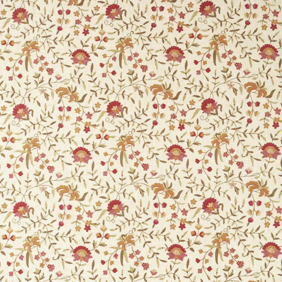 Habington Fabric - Harvest Gold / Maple by red botanical embroideried fabric from Sanderson