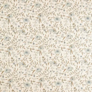 blue botanical embroideried fabric from Sanderson