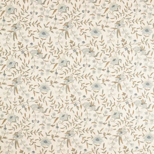Habington Fabric - Porcelain / Thyme by blue botanical embroideried fabric from Sanderson