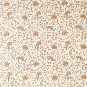 brown botanical embroideried fabric from Sanderson
