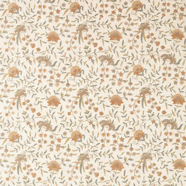 brown botanical embroideried fabric from Sanderson