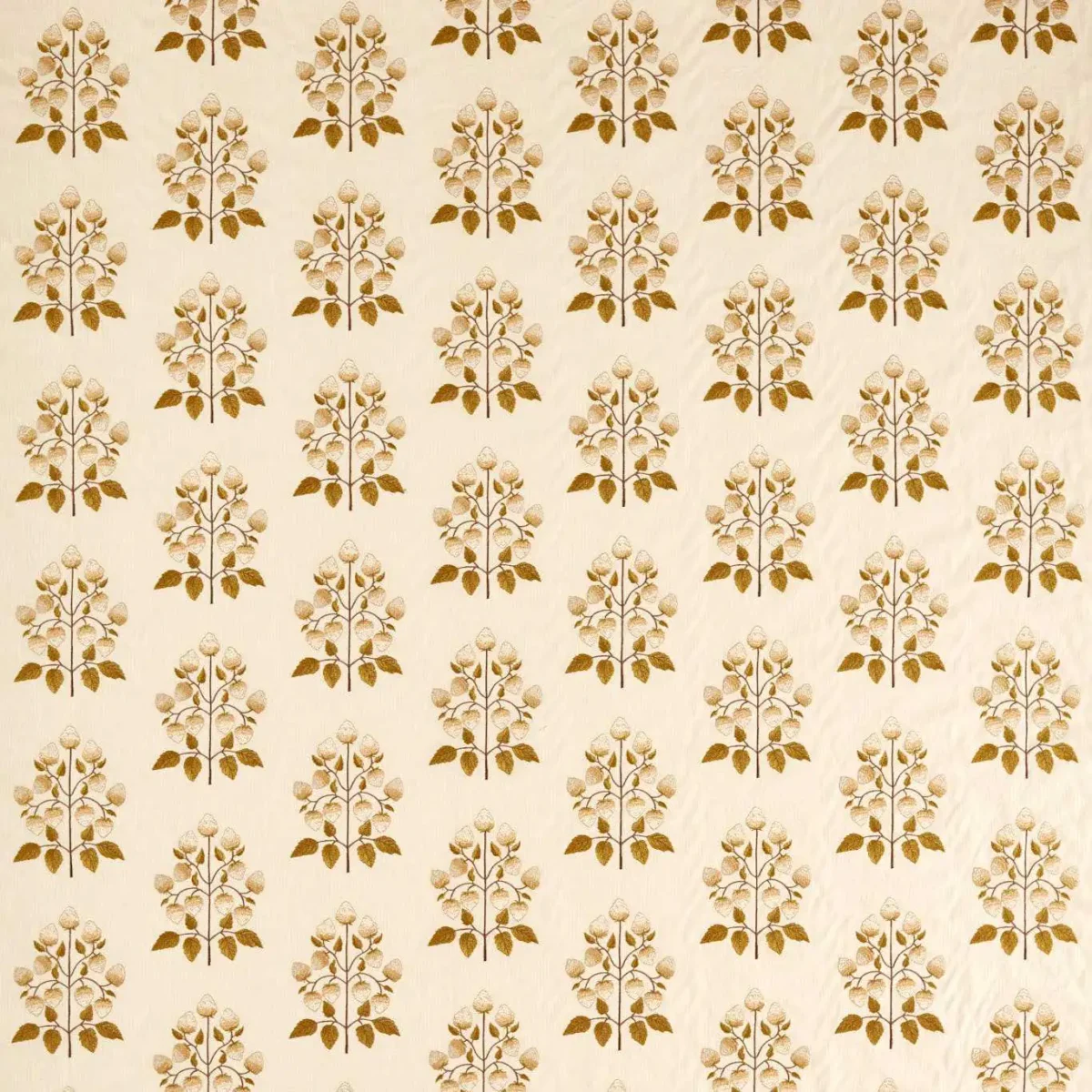 Goldings Hops Fabric - Lichen / White Blossom by brown botanical printed fabric from Sanderson