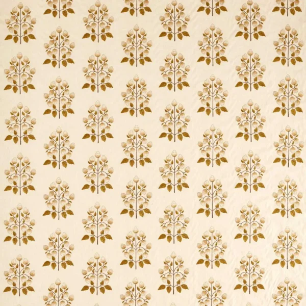 Goldings Hops Fabric - Lichen / White Blossom by brown botanical printed fabric from Sanderson
