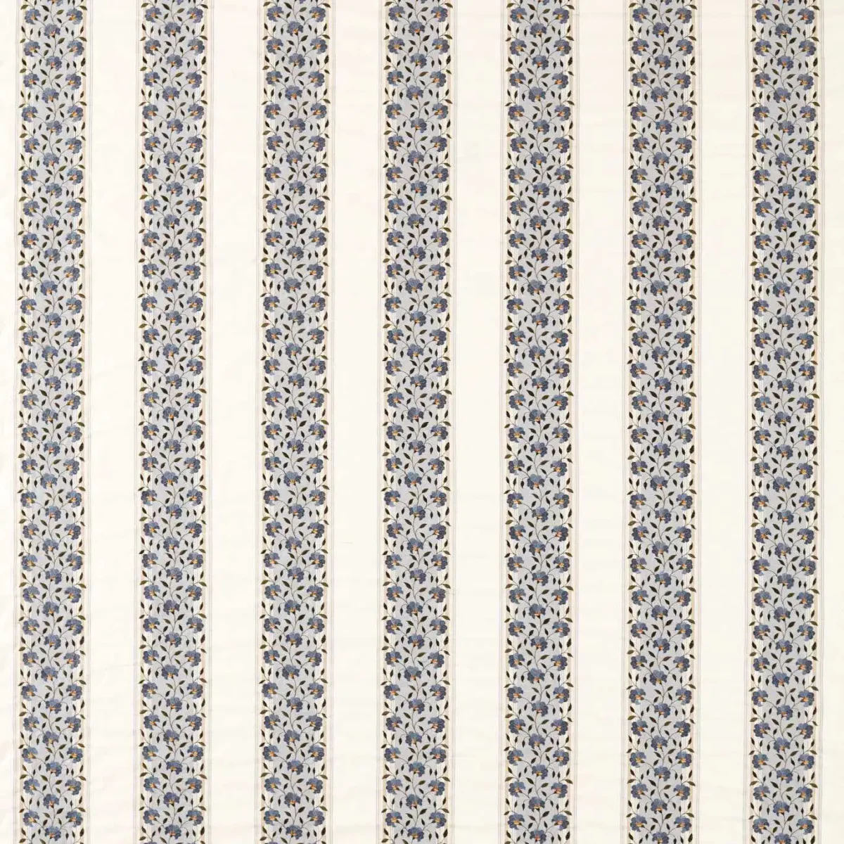 Sloe Blossom Fabric - Woad / Porcelain by blue striped embroideried fabric from Sanderson
