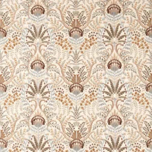 brown botanical embroideried fabric from Sanderson