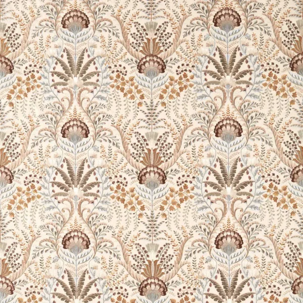 Marrienne Fabric - Harvest by brown botanical embroideried fabric from Sanderson