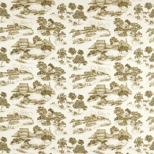 Brockhampton Estate Fabric - Forest by green botanical cotton fabric from Sanderson