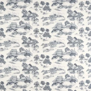 black-grey botanical cotton fabric from Sanderson