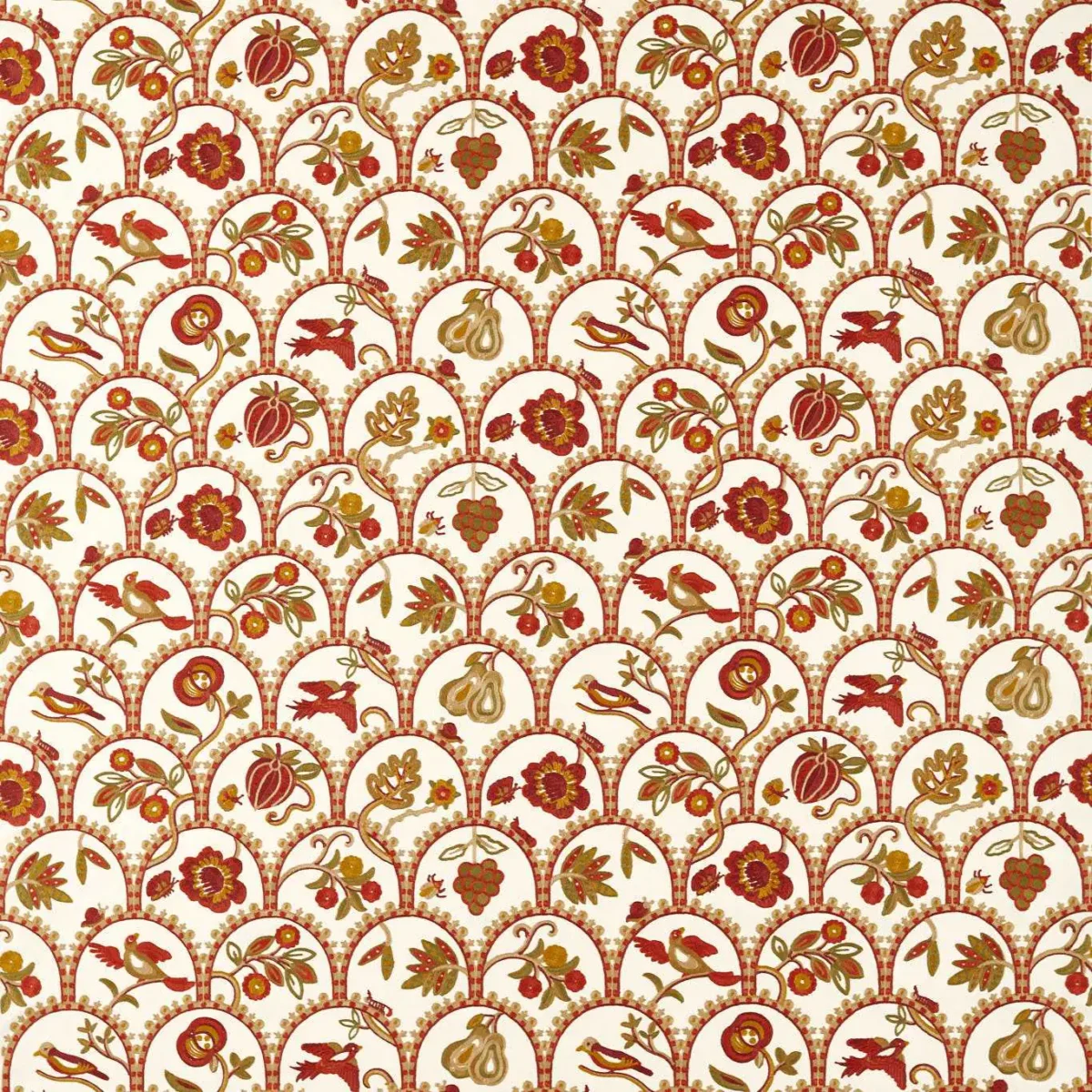 Harvest Fruits Fabric - Midsummer by red animal embroideried fabric from Sanderson