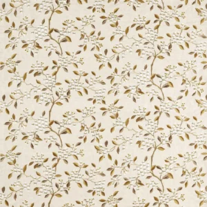 brown botanical embroideried fabric from Sanderson