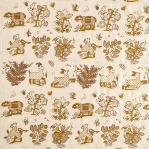 brown botanical embroideried fabric from Sanderson