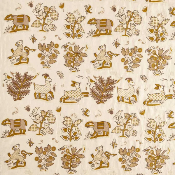 Medieval Embroidery Fabric - Harvest by brown botanical embroideried fabric from Sanderson