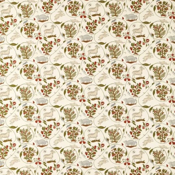 Lost Orchard Fabric - Chintz by green animal jacquard fabric from Sanderson