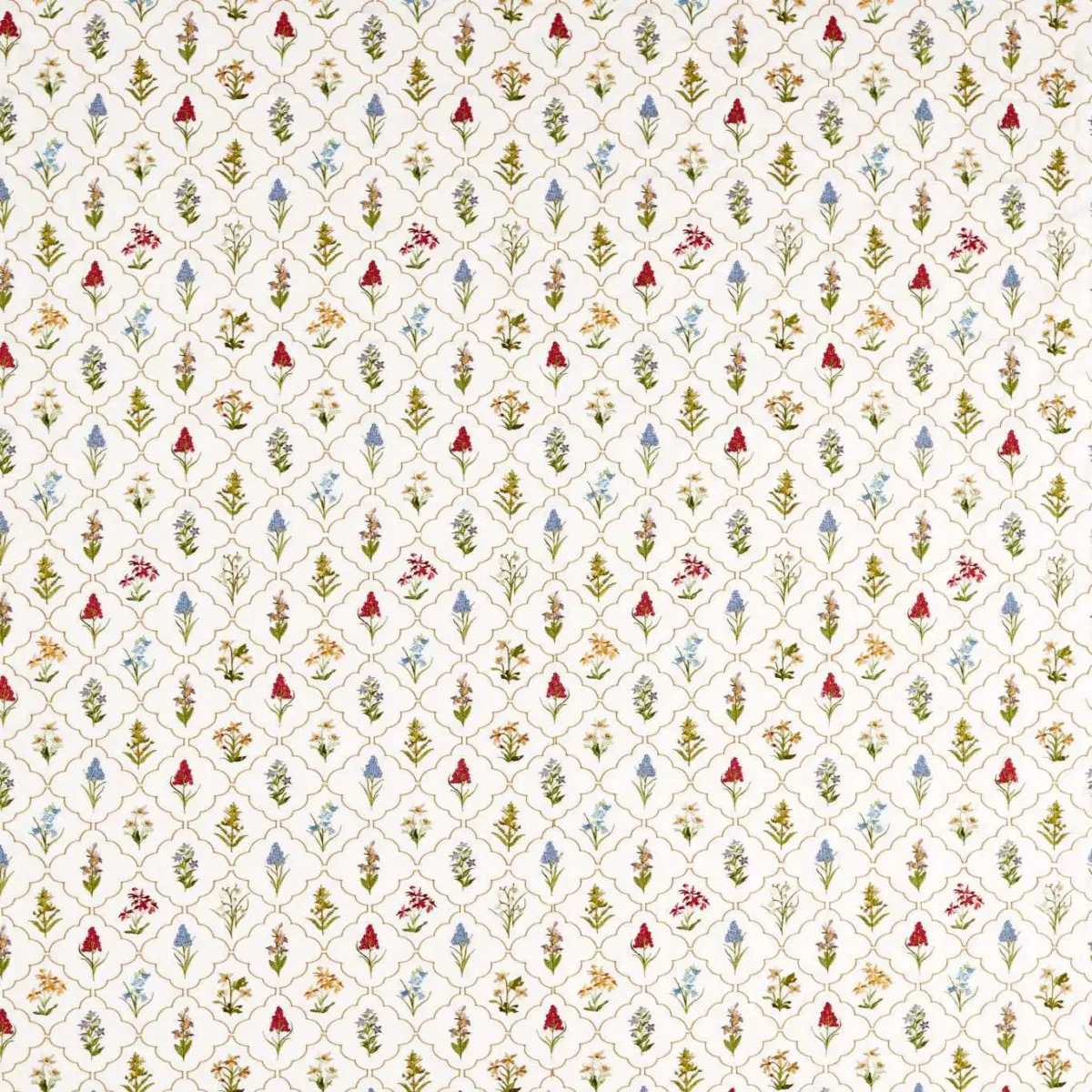 Spring Meadow Embroidery Fabric - Chintz by multicolour botanical embroideried fabric from Sanderson
