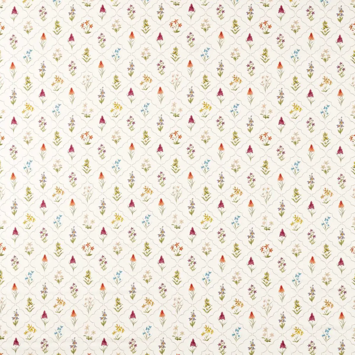 Spring Meadow Fabric - May by multicolour botanical printed fabric from Sanderson