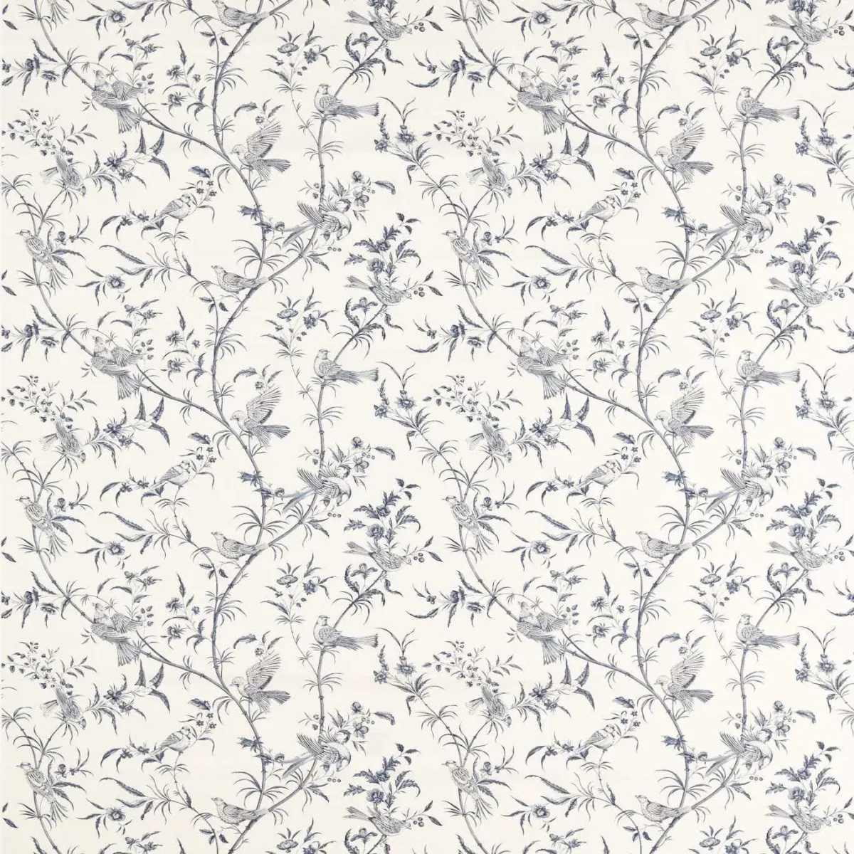 blue botanical printed fabric from Sanderson