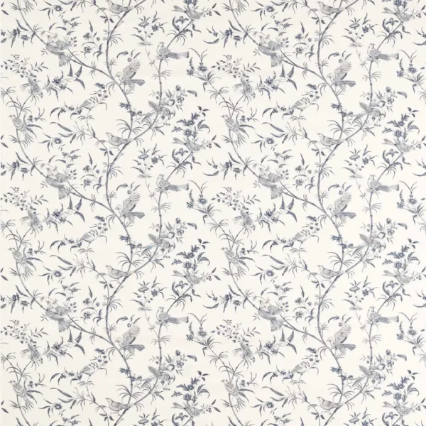 Paradise Woods Toile Fabric - Woad by blue botanical printed fabric from Sanderson