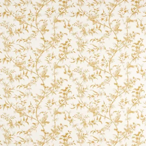 yellow botanical printed fabric from Sanderson