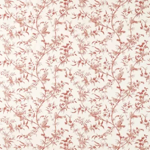 red botanical printed fabric from Sanderson