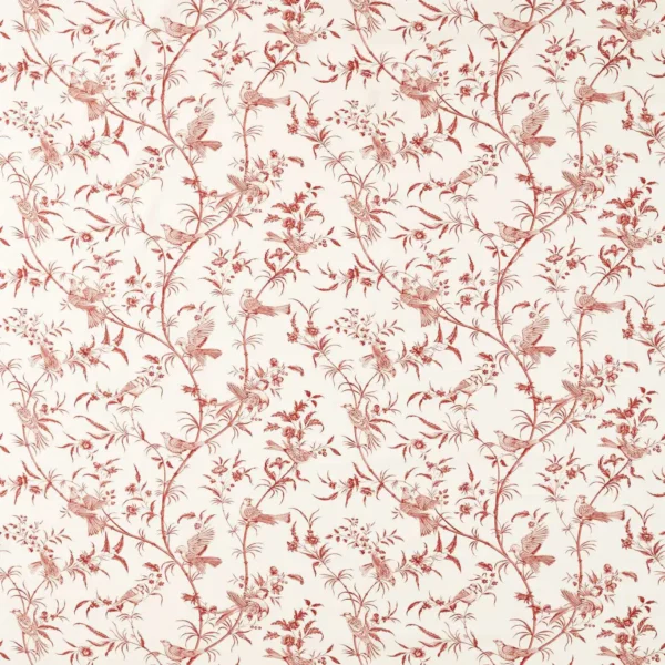 Paradise Woods Toile Fabric - Madder by red botanical printed fabric from Sanderson