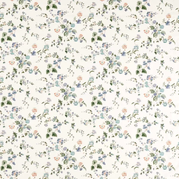 Nectar Fields Fabric - Cornflower / Mallow by blue botanical printed fabric from Sanderson
