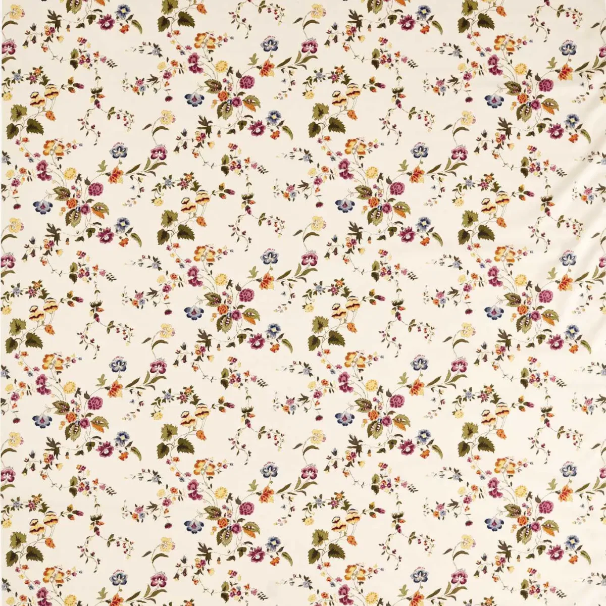 Nectar Fields Fabric - Damson / Medlar by multicolour botanical printed fabric from Sanderson