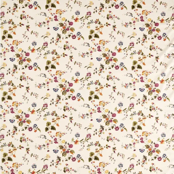 Nectar Fields Fabric - Damson / Medlar by multicolour botanical printed fabric from Sanderson