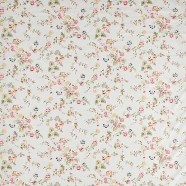 Nectar Fields Fabric - Porcelain / Blossom by black-grey botanical printed fabric from Sanderson