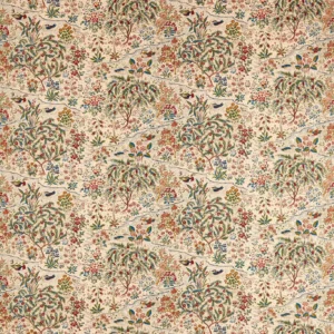 orange botanical printed fabric from Sanderson