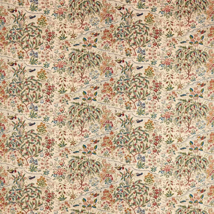 Moat Birds Fabric - Damson /  Cobalt – Damson / Cobalt swatch