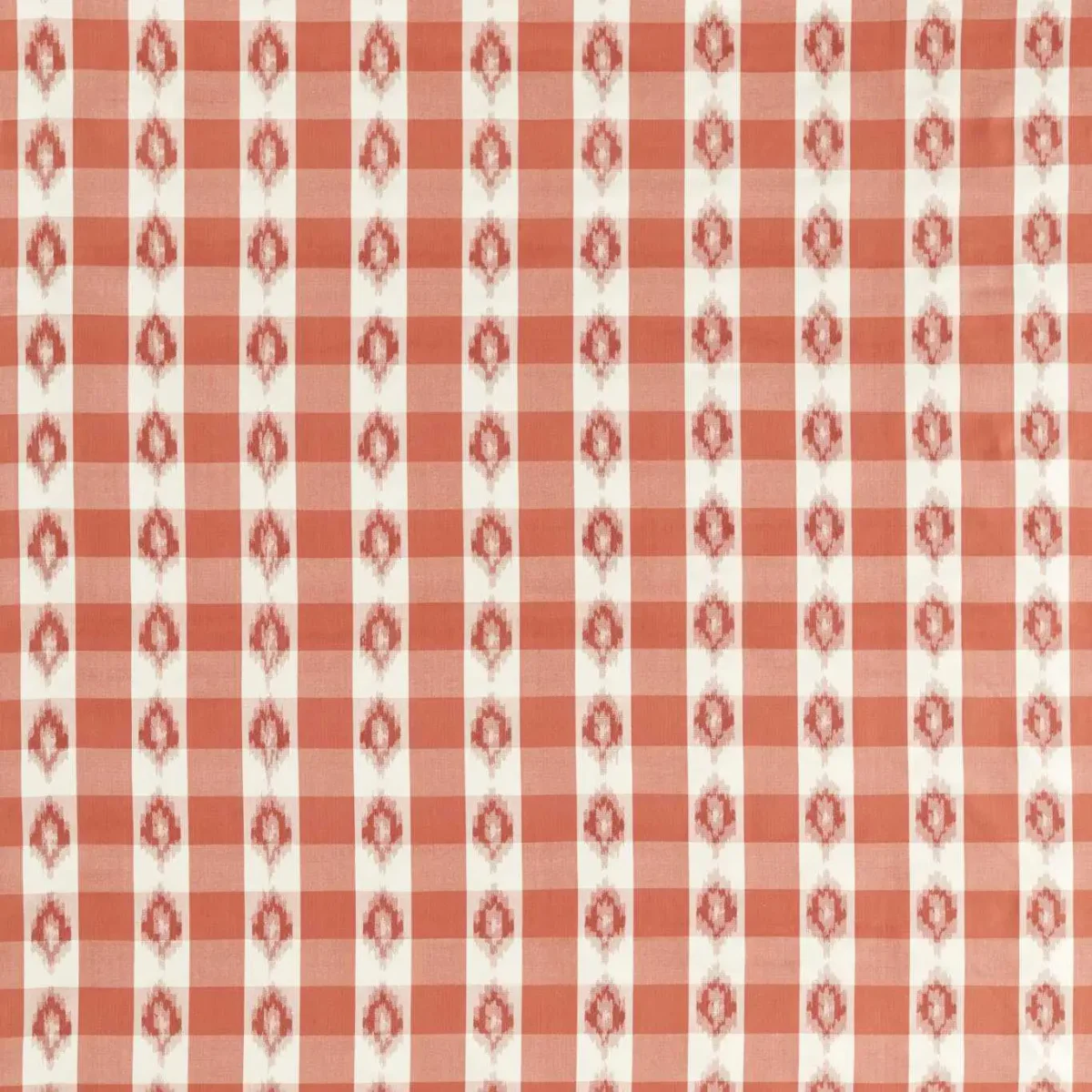 Odisha Check Fabric - Coral by red checked woven fabric from Sanderson