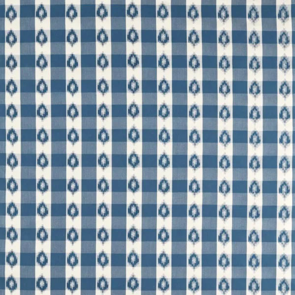 Odisha Check Fabric - Indigo / Madder by blue checked woven fabric from Sanderson