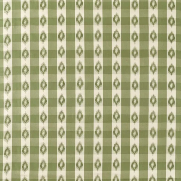 Odisha Check Fabric - Yew Green by green checked woven fabric from Sanderson