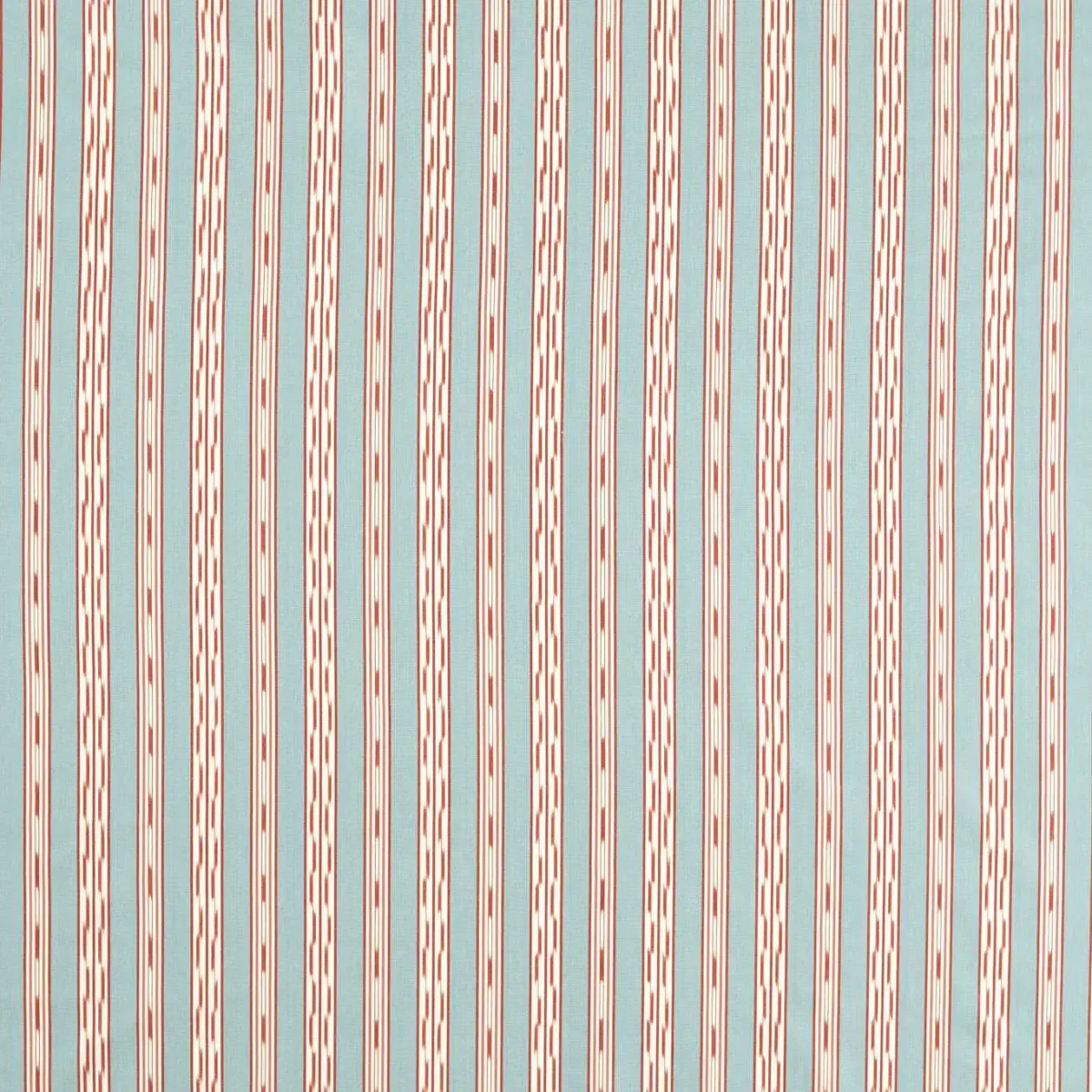 Jamandi Stripe Fabric - Mineral / Coral by blue striped cotton fabric from Sanderson