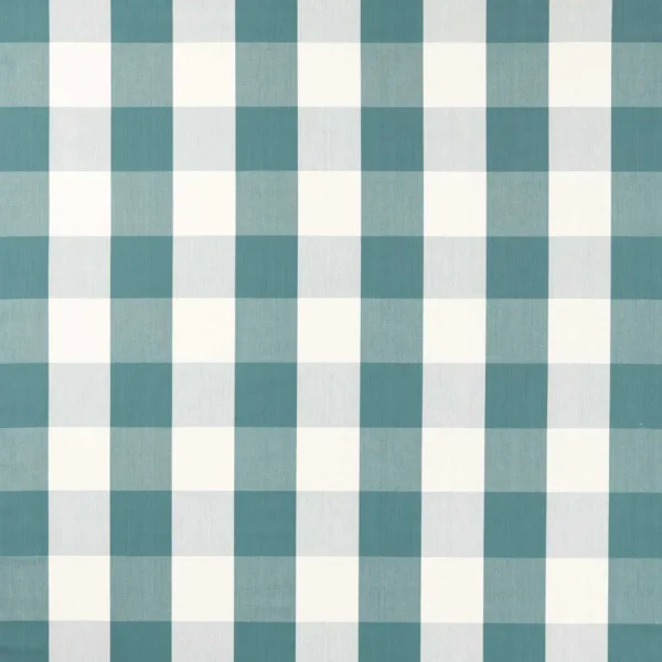 Madras Fabric - Check Teal by blue checked woven fabric from Sanderson