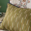 green striped cushion with sofa