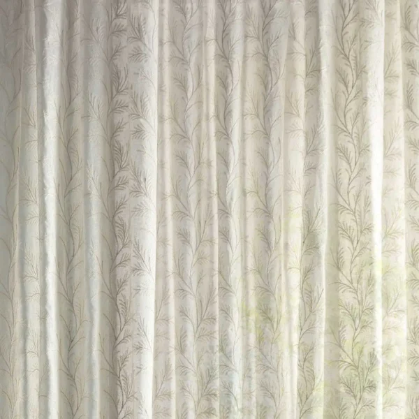 Sea Fern Fabric - Seaspray White by neutral botanical voile-sheer fabric from Sanderson