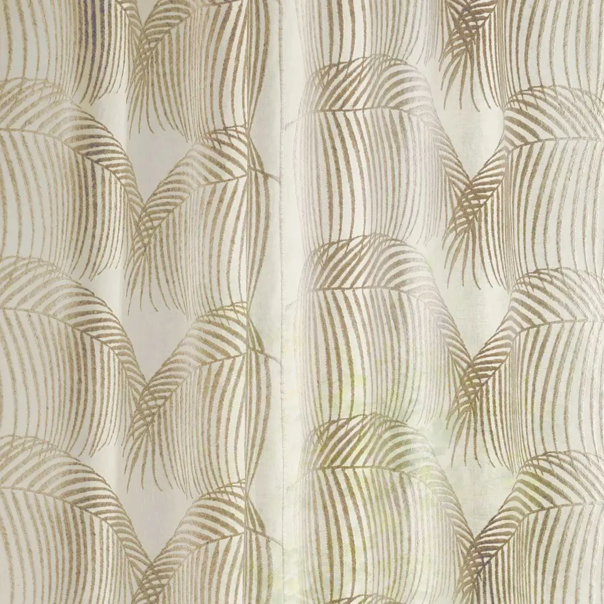 Manila Leaf Fabric - Sunsoaked by neutral botanical voile-sheer fabric from Sanderson