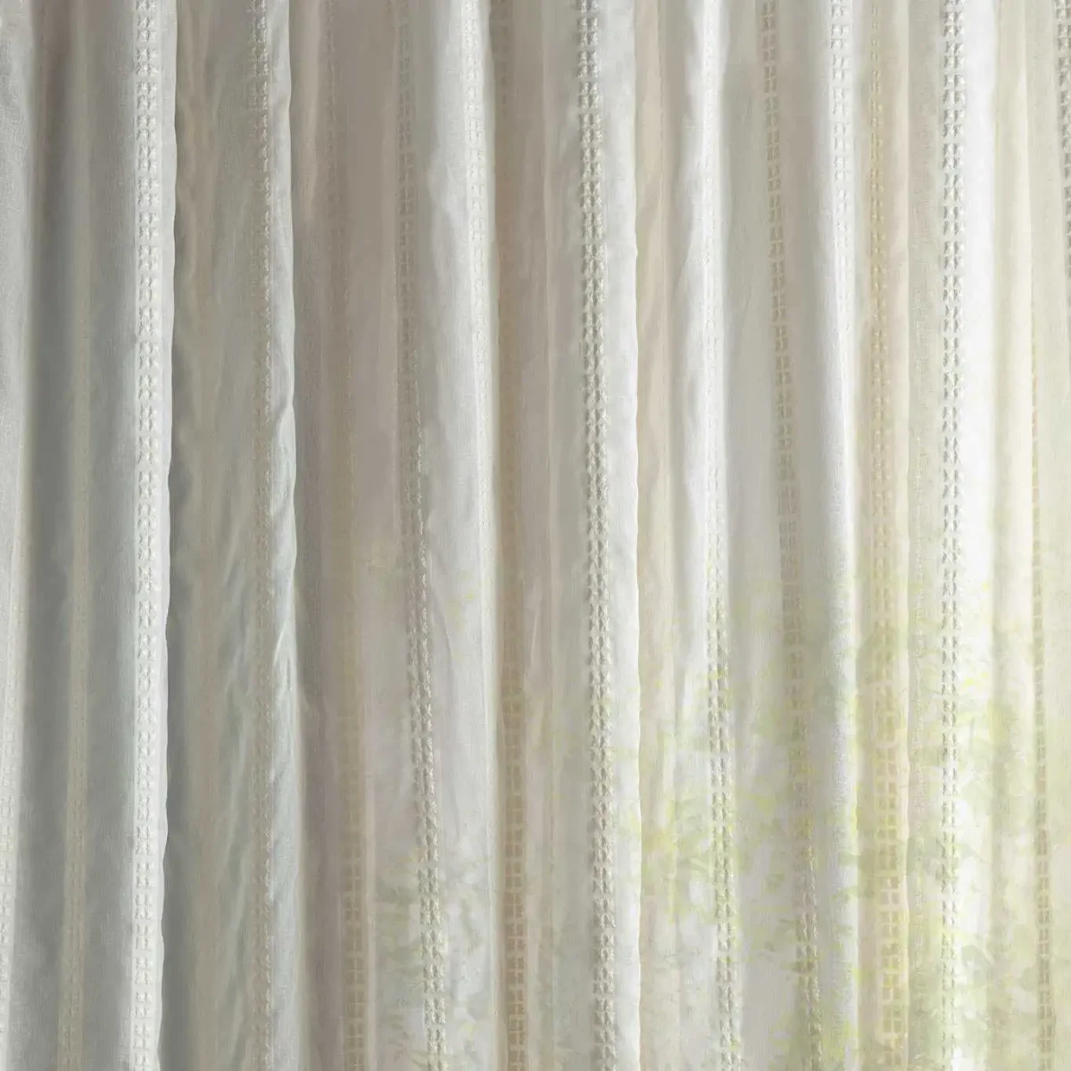 Rafferty Fabric - Seaspray White by neutral striped voile-sheer fabric from Sanderson